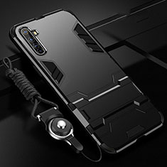 Silikon Hülle Handyhülle und Kunststoff Schutzhülle Tasche mit Ständer R01 für Realme X50 Pro 5G Schwarz