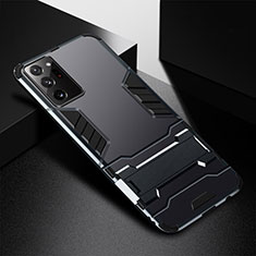 Silikon Hülle Handyhülle und Kunststoff Schutzhülle Tasche mit Ständer R01 für Samsung Galaxy Note 20 Ultra 5G Schwarz