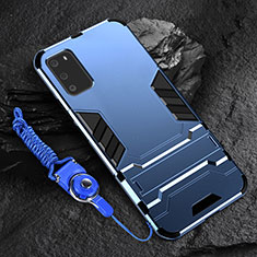 Silikon Hülle Handyhülle und Kunststoff Schutzhülle Tasche mit Ständer R01 für Samsung Galaxy S20 Blau