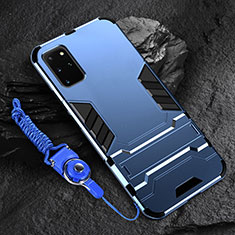 Silikon Hülle Handyhülle und Kunststoff Schutzhülle Tasche mit Ständer R01 für Samsung Galaxy S20 Plus 5G Blau
