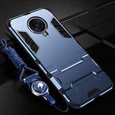 Silikon Hülle Handyhülle und Kunststoff Schutzhülle Tasche mit Ständer R01 für Xiaomi Poco F2 Pro Blau