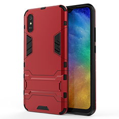 Silikon Hülle Handyhülle und Kunststoff Schutzhülle Tasche mit Ständer R01 für Xiaomi Redmi 9A Rot