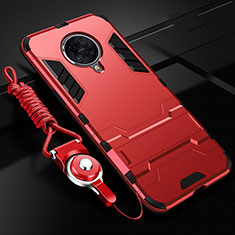 Silikon Hülle Handyhülle und Kunststoff Schutzhülle Tasche mit Ständer R01 für Xiaomi Redmi K30 Pro 5G Rot