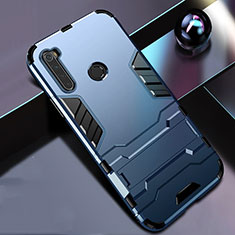 Silikon Hülle Handyhülle und Kunststoff Schutzhülle Tasche mit Ständer R01 für Xiaomi Redmi Note 8 (2021) Blau