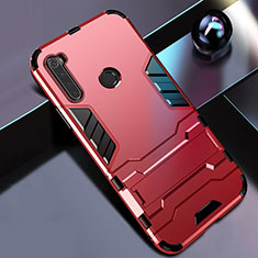 Silikon Hülle Handyhülle und Kunststoff Schutzhülle Tasche mit Ständer R01 für Xiaomi Redmi Note 8 (2021) Rot