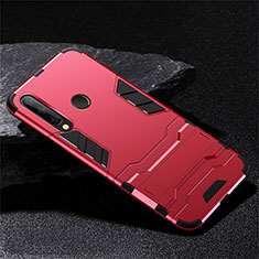 Silikon Hülle Handyhülle und Kunststoff Schutzhülle Tasche mit Ständer R02 für Huawei Honor 20 Lite Rot
