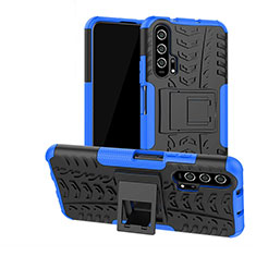 Silikon Hülle Handyhülle und Kunststoff Schutzhülle Tasche mit Ständer R02 für Huawei Honor 20 Pro Blau