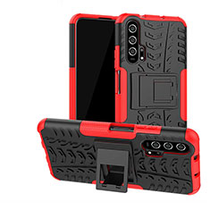 Silikon Hülle Handyhülle und Kunststoff Schutzhülle Tasche mit Ständer R02 für Huawei Honor 20 Pro Rot