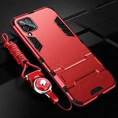 Silikon Hülle Handyhülle und Kunststoff Schutzhülle Tasche mit Ständer R02 für Huawei Nova 6 SE Rot