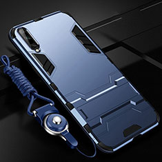 Silikon Hülle Handyhülle und Kunststoff Schutzhülle Tasche mit Ständer R02 für Samsung Galaxy A70 Blau