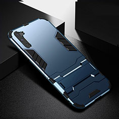 Silikon Hülle Handyhülle und Kunststoff Schutzhülle Tasche mit Ständer R02 für Samsung Galaxy Note 10 5G Blau
