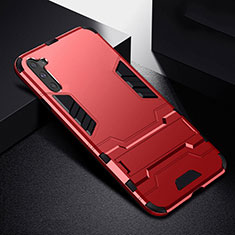 Silikon Hülle Handyhülle und Kunststoff Schutzhülle Tasche mit Ständer R02 für Samsung Galaxy Note 10 5G Rot