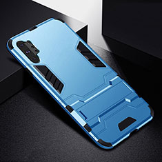 Silikon Hülle Handyhülle und Kunststoff Schutzhülle Tasche mit Ständer R02 für Samsung Galaxy Note 10 Plus Hellblau