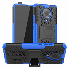 Silikon Hülle Handyhülle und Kunststoff Schutzhülle Tasche mit Ständer R02 für Xiaomi Redmi K30 Pro 5G Blau