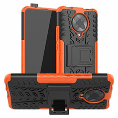 Silikon Hülle Handyhülle und Kunststoff Schutzhülle Tasche mit Ständer R02 für Xiaomi Redmi K30 Pro 5G Orange