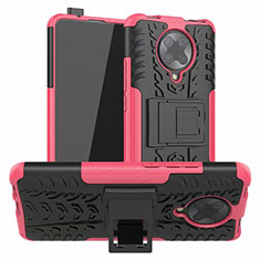 Silikon Hülle Handyhülle und Kunststoff Schutzhülle Tasche mit Ständer R02 für Xiaomi Redmi K30 Pro 5G Rosa