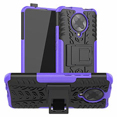 Silikon Hülle Handyhülle und Kunststoff Schutzhülle Tasche mit Ständer R02 für Xiaomi Redmi K30 Pro 5G Violett