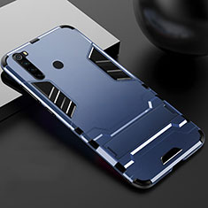 Silikon Hülle Handyhülle und Kunststoff Schutzhülle Tasche mit Ständer R02 für Xiaomi Redmi Note 8 Blau