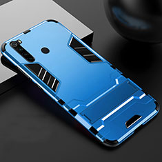 Silikon Hülle Handyhülle und Kunststoff Schutzhülle Tasche mit Ständer R02 für Xiaomi Redmi Note 8 Hellblau