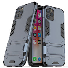 Silikon Hülle Handyhülle und Kunststoff Schutzhülle Tasche mit Ständer R03 für Apple iPhone 11 Pro Max Blau