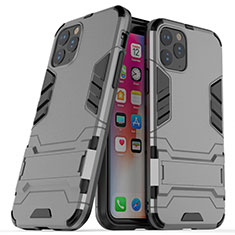 Silikon Hülle Handyhülle und Kunststoff Schutzhülle Tasche mit Ständer R03 für Apple iPhone 11 Pro Max Grau