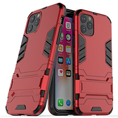 Silikon Hülle Handyhülle und Kunststoff Schutzhülle Tasche mit Ständer R03 für Apple iPhone 11 Pro Max Rot