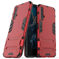 Silikon Hülle Handyhülle und Kunststoff Schutzhülle Tasche mit Ständer R03 für Huawei Honor 20 Rot