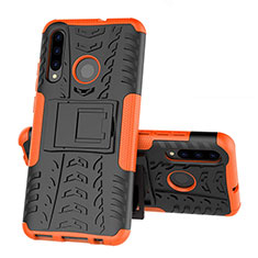 Silikon Hülle Handyhülle und Kunststoff Schutzhülle Tasche mit Ständer R03 für Huawei Honor 20E Orange