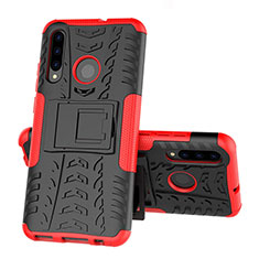 Silikon Hülle Handyhülle und Kunststoff Schutzhülle Tasche mit Ständer R03 für Huawei Honor 20E Rot