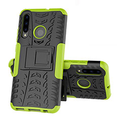 Silikon Hülle Handyhülle und Kunststoff Schutzhülle Tasche mit Ständer R03 für Huawei Honor 20i Grün