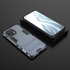 Silikon Hülle Handyhülle und Kunststoff Schutzhülle Tasche mit Ständer R03 für Xiaomi Mi 11 5G Blau