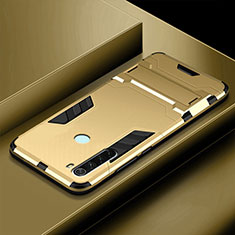 Silikon Hülle Handyhülle und Kunststoff Schutzhülle Tasche mit Ständer R03 für Xiaomi Redmi Note 8T Gold