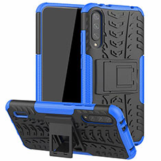 Silikon Hülle Handyhülle und Kunststoff Schutzhülle Tasche mit Ständer R04 für Xiaomi Mi A3 Blau