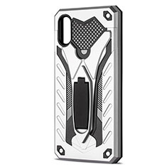 Silikon Hülle Handyhülle und Kunststoff Schutzhülle Tasche mit Ständer R04 für Xiaomi Redmi 9AT Silber