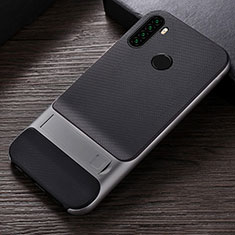 Silikon Hülle Handyhülle und Kunststoff Schutzhülle Tasche mit Ständer R04 für Xiaomi Redmi Note 8 (2021) Silber