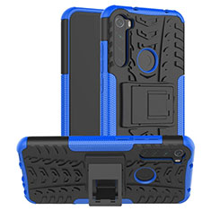 Silikon Hülle Handyhülle und Kunststoff Schutzhülle Tasche mit Ständer R06 für Xiaomi Redmi Note 8 (2021) Blau