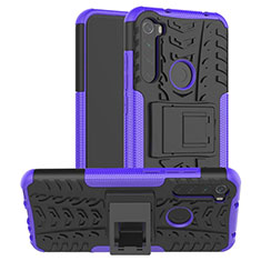Silikon Hülle Handyhülle und Kunststoff Schutzhülle Tasche mit Ständer R06 für Xiaomi Redmi Note 8 (2021) Violett