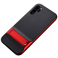 Silikon Hülle Handyhülle und Kunststoff Schutzhülle Tasche mit Ständer Z01 für Huawei P30 Pro New Edition Rot