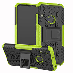 Silikon Hülle Handyhülle und Kunststoff Schutzhülle Tasche mit Ständer Z01 für Huawei Y6 (2019) Grün
