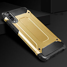 Silikon Hülle Handyhülle und Kunststoff Schutzhülle Tasche R01 für Samsung Galaxy A70 Gold
