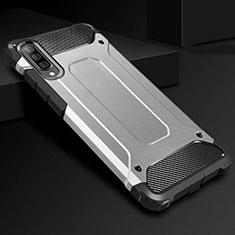 Silikon Hülle Handyhülle und Kunststoff Schutzhülle Tasche R01 für Samsung Galaxy A70 Silber