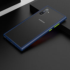 Silikon Hülle Handyhülle und Kunststoff Schutzhülle Tasche R01 für Samsung Galaxy Note 10 5G Blau