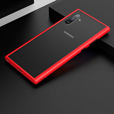 Silikon Hülle Handyhülle und Kunststoff Schutzhülle Tasche R01 für Samsung Galaxy Note 10 5G Rot