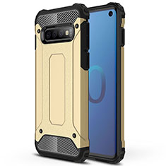 Silikon Hülle Handyhülle und Kunststoff Schutzhülle Tasche R01 für Samsung Galaxy S10 5G Gold