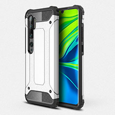 Silikon Hülle Handyhülle und Kunststoff Schutzhülle Tasche R01 für Xiaomi Mi Note 10 Silber