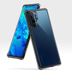 Silikon Hülle Handyhülle und Kunststoff Schutzhülle Tasche R02 für Huawei P30 Pro Dunkelgrau