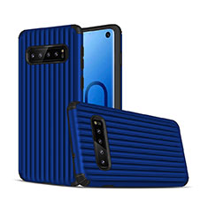Silikon Hülle Handyhülle und Kunststoff Schutzhülle Tasche U01 für Samsung Galaxy S10 Blau