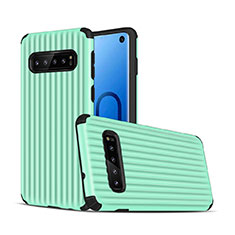 Silikon Hülle Handyhülle und Kunststoff Schutzhülle Tasche U01 für Samsung Galaxy S10 Grün