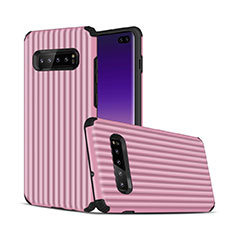 Silikon Hülle Handyhülle und Kunststoff Schutzhülle Tasche U01 für Samsung Galaxy S10 Plus Rosa