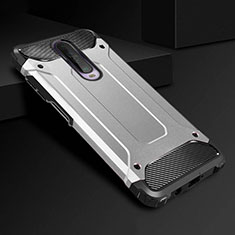 Silikon Hülle Handyhülle und Kunststoff Schutzhülle Tasche U01 für Xiaomi Redmi K30 5G Silber